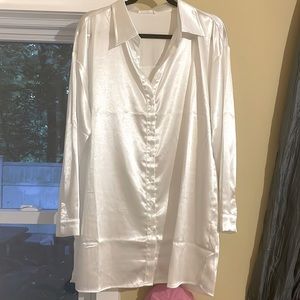 12th Tribe Unstoppable satin dress in white